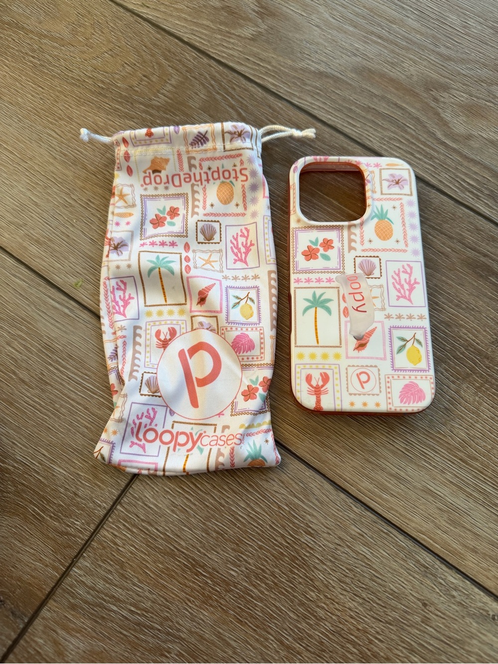 iPhone 16 pro LoopyCase Tropical Print iPhone Case in Pink & Cream
